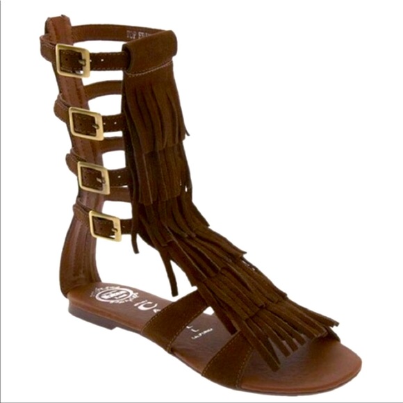 JEFFREY CAMPBELL | NEW Ibiza Top Fringe Gladiator Sandals Size 5 - Picture 2 of 2